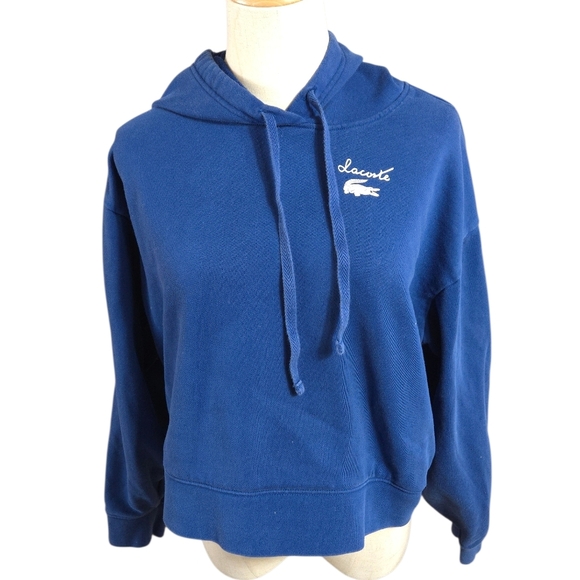 Lacoste Tops - Lacoste Blue Cropped Hoodie Sweatshirt